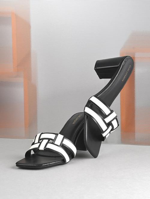 black synthetic slip on sandals - 21463002 - Standard Image - 0