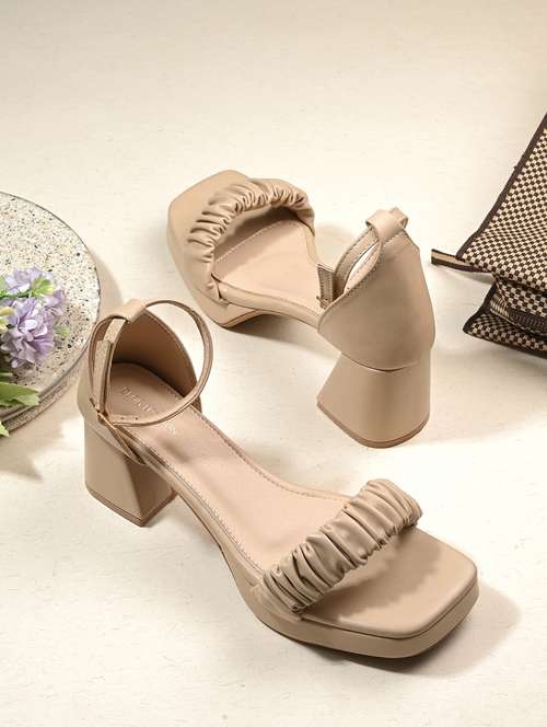 beige synthetic back strap sandals - 21463006 - Standard Image - 0