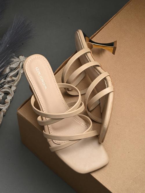 beige synthetic slip on sandals - 21463008 - Standard Image - 0