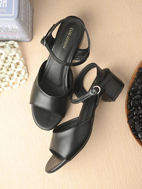 black synthetic back strap sandals - 21463011 -  Standard Image - 0