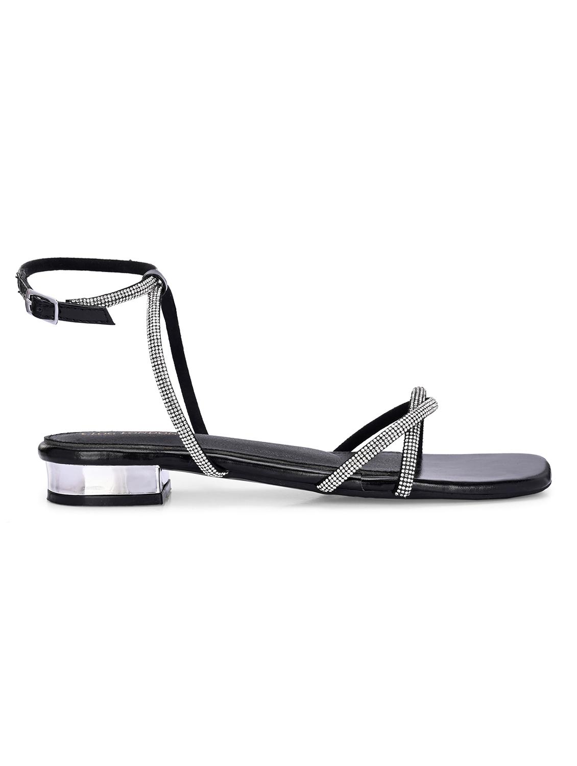 black synthetic back strap sandals - 21463014 -  Standard Image - 1
