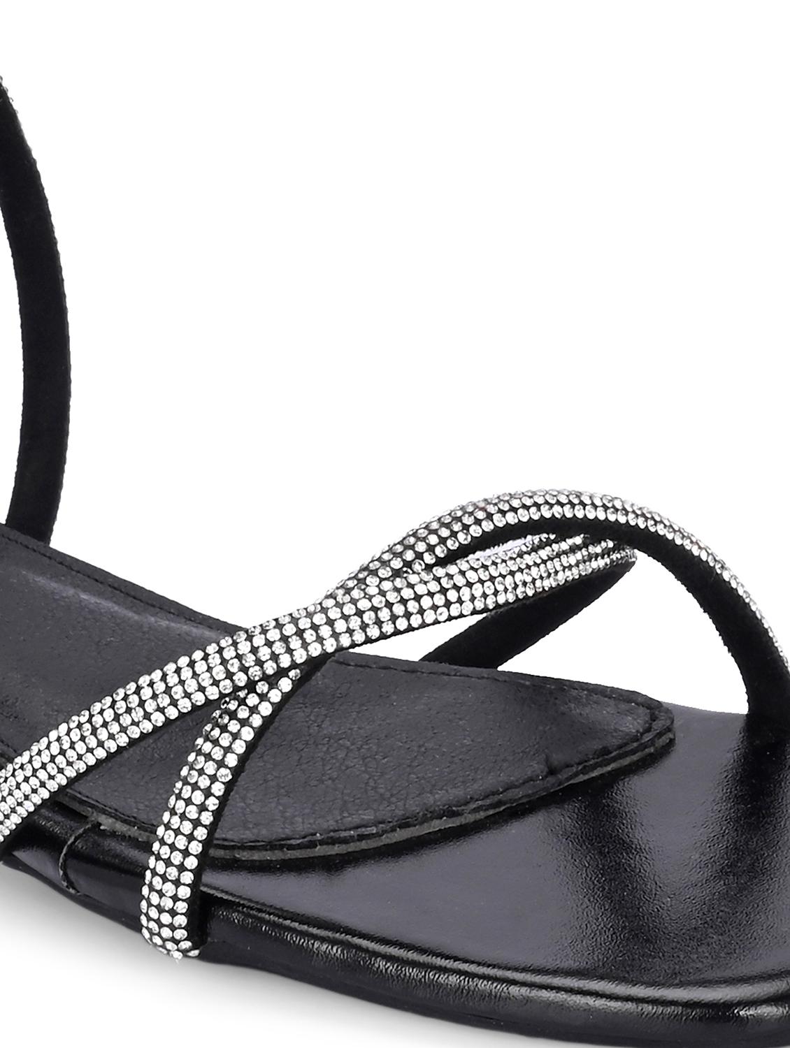 black synthetic back strap sandals - 21463014 - Standard Image - 4