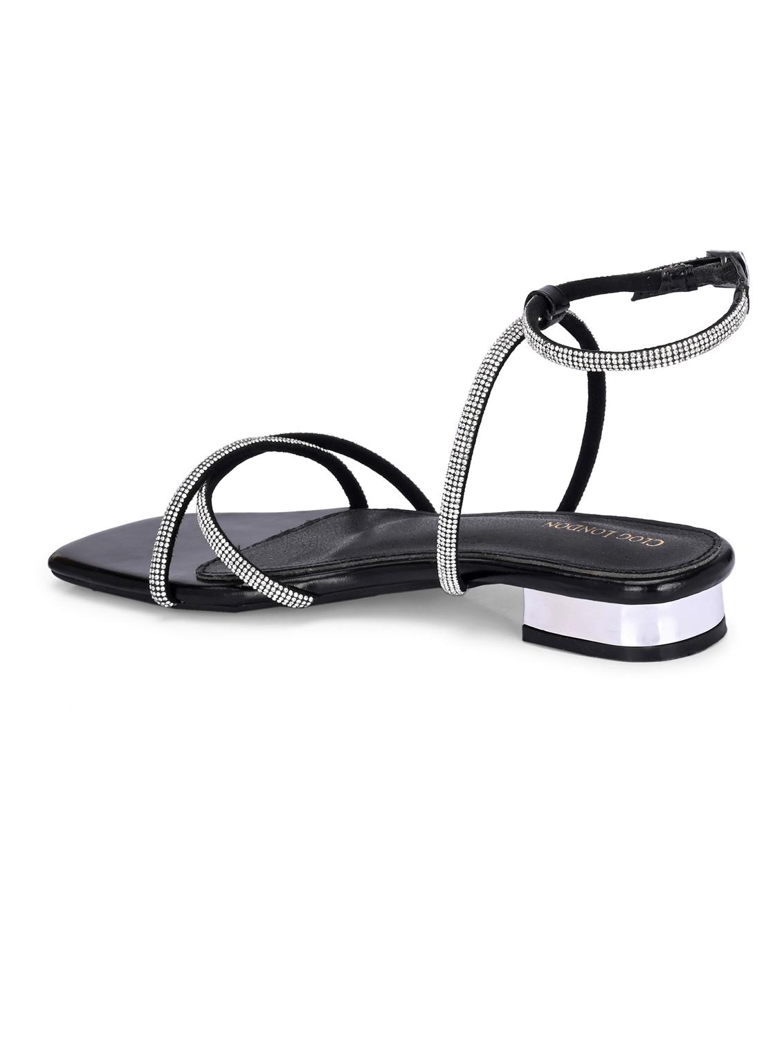black synthetic back strap sandals - 21463014 - Standard Image - 4