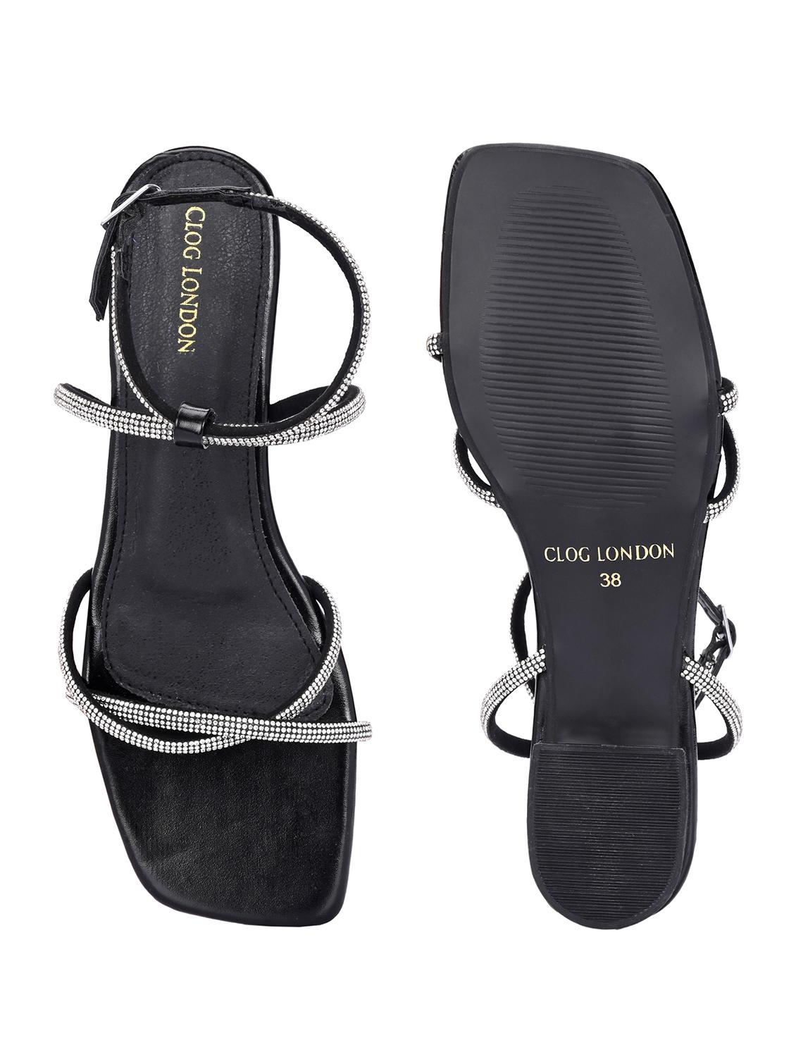 black synthetic back strap sandals - 21463014 - Standard Image - 6