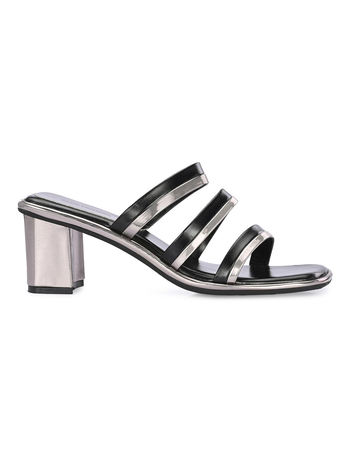 black synthetic slip on sandals - 21463018 -  Standard Image - 1