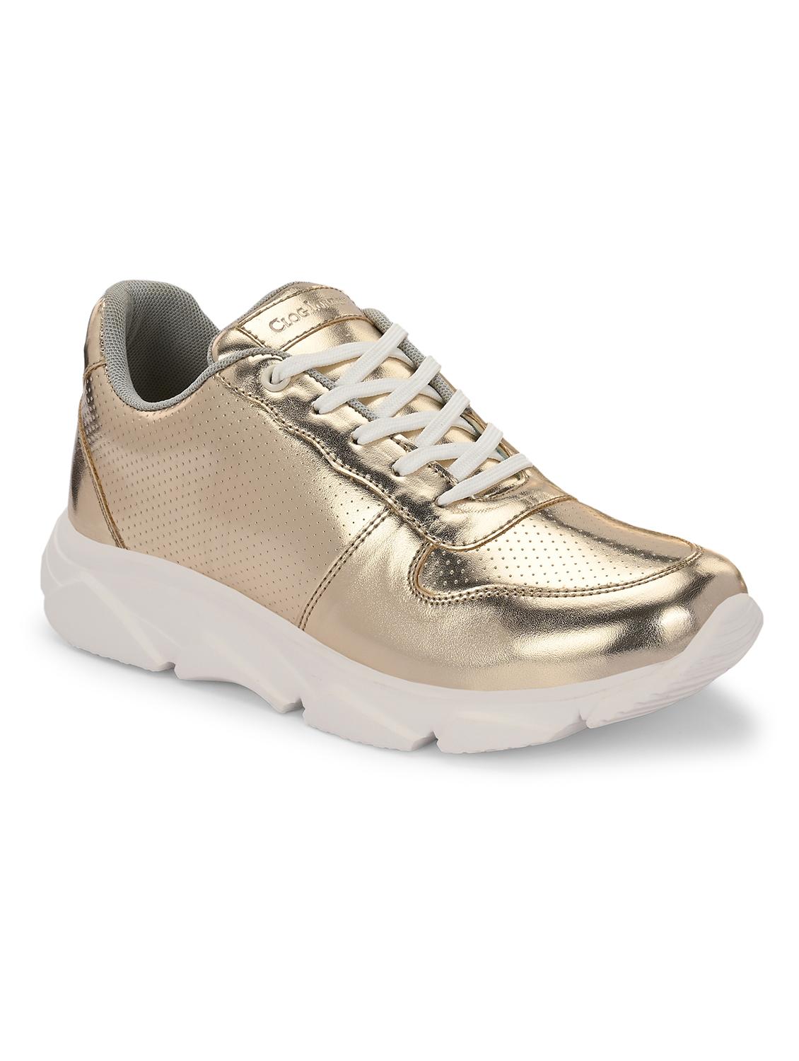 gold synthetic laceup sneakers - 21463022 - Standard Image - 1