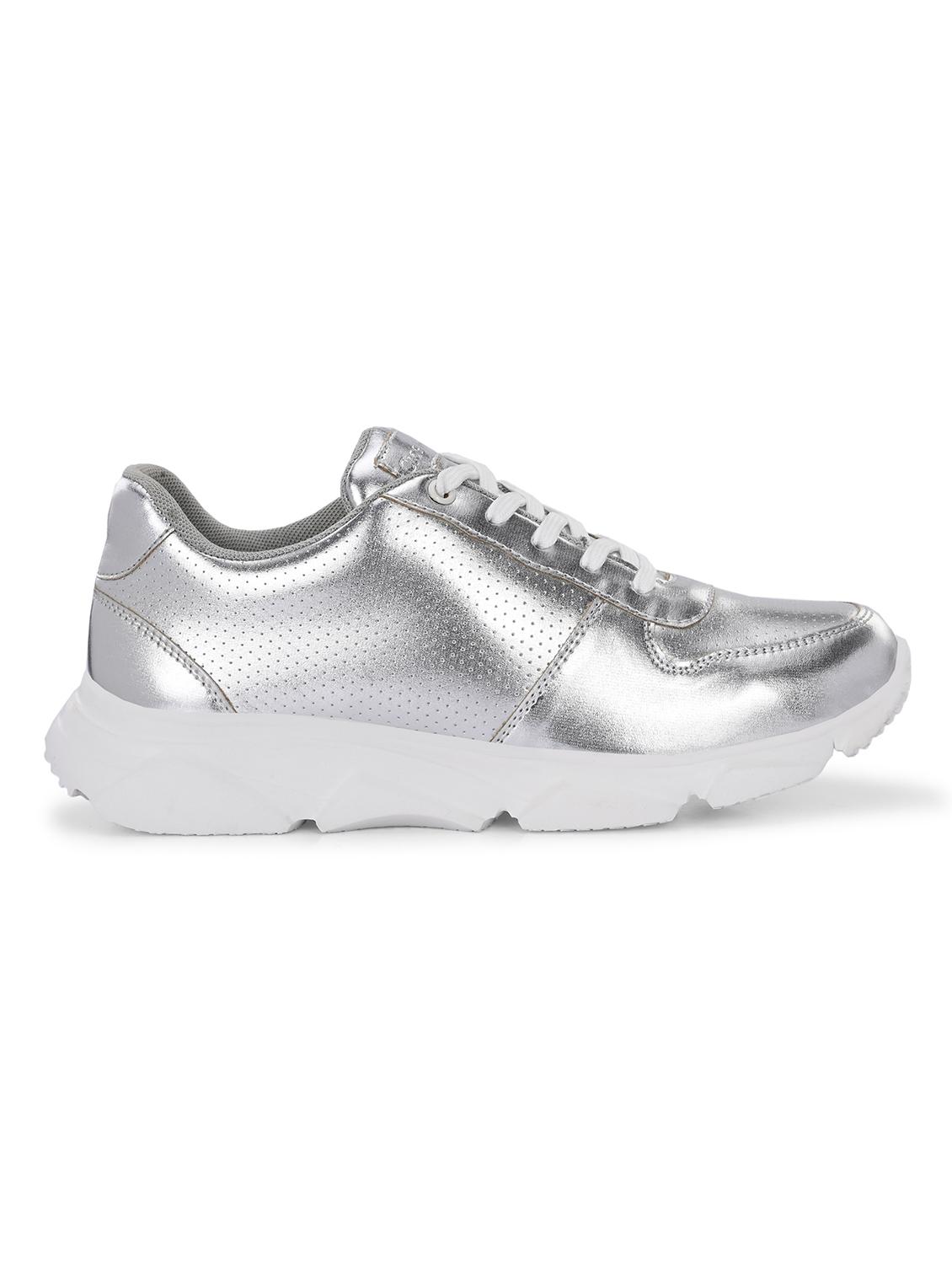 silver lace-up sneakers - 21463024 - Standard Image - 1