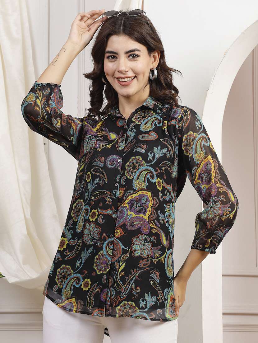 women black printed long sleeves shirt - 21463030 -  Standard Image - 1