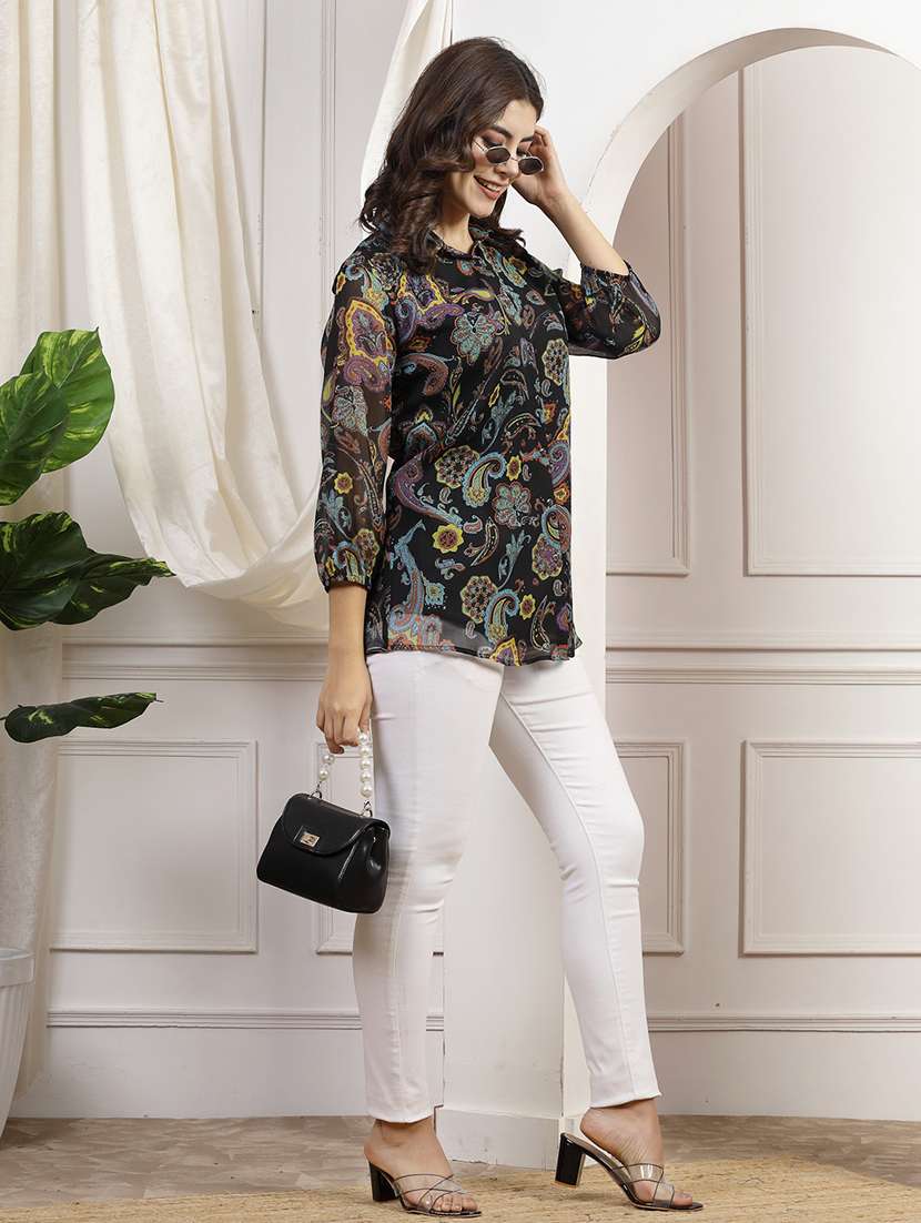 women black printed long sleeves shirt - 21463030 -  Standard Image - 4