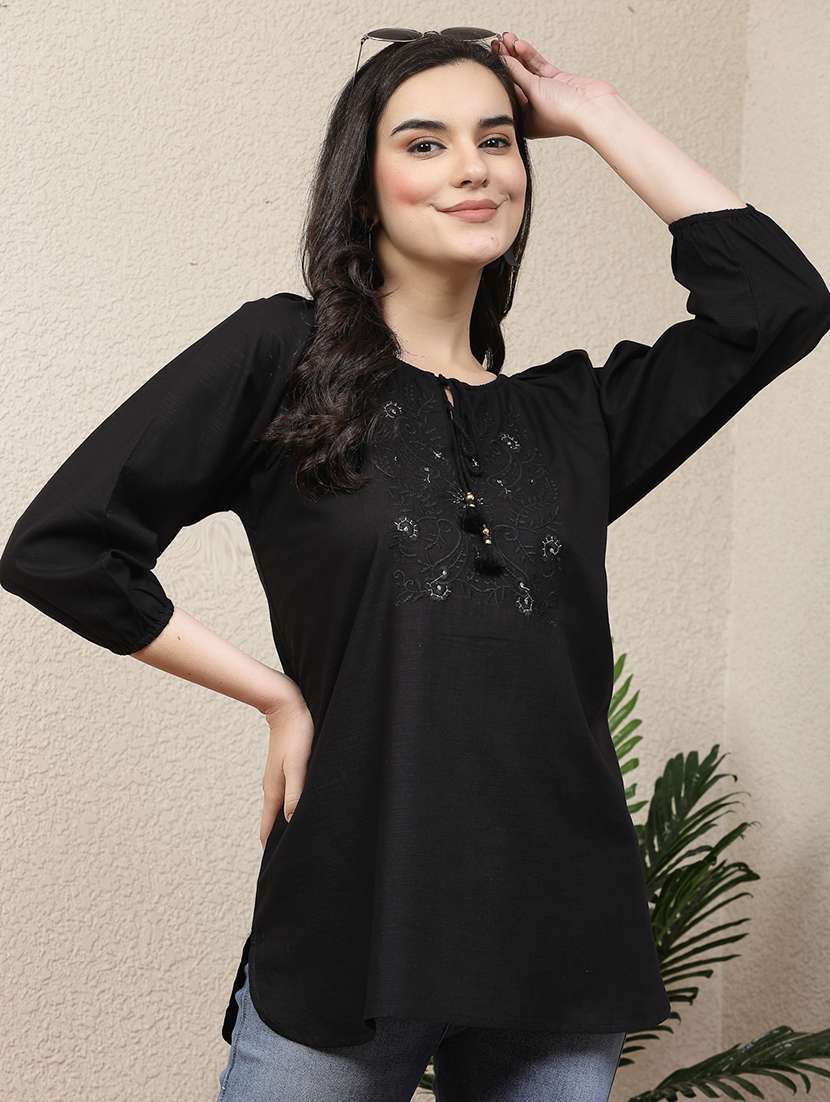 women black embroidered top - 21463037 -  Standard Image - 1