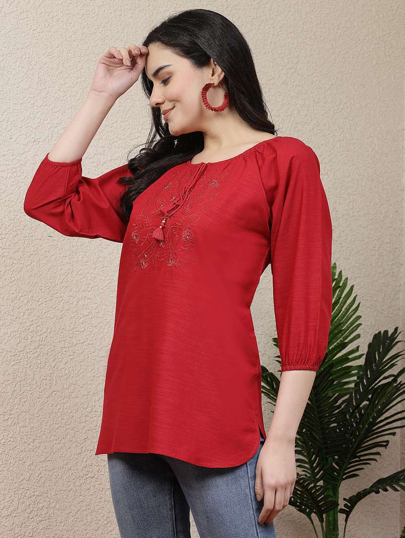 women red embroidered top - 21463038 -  Standard Image - 1