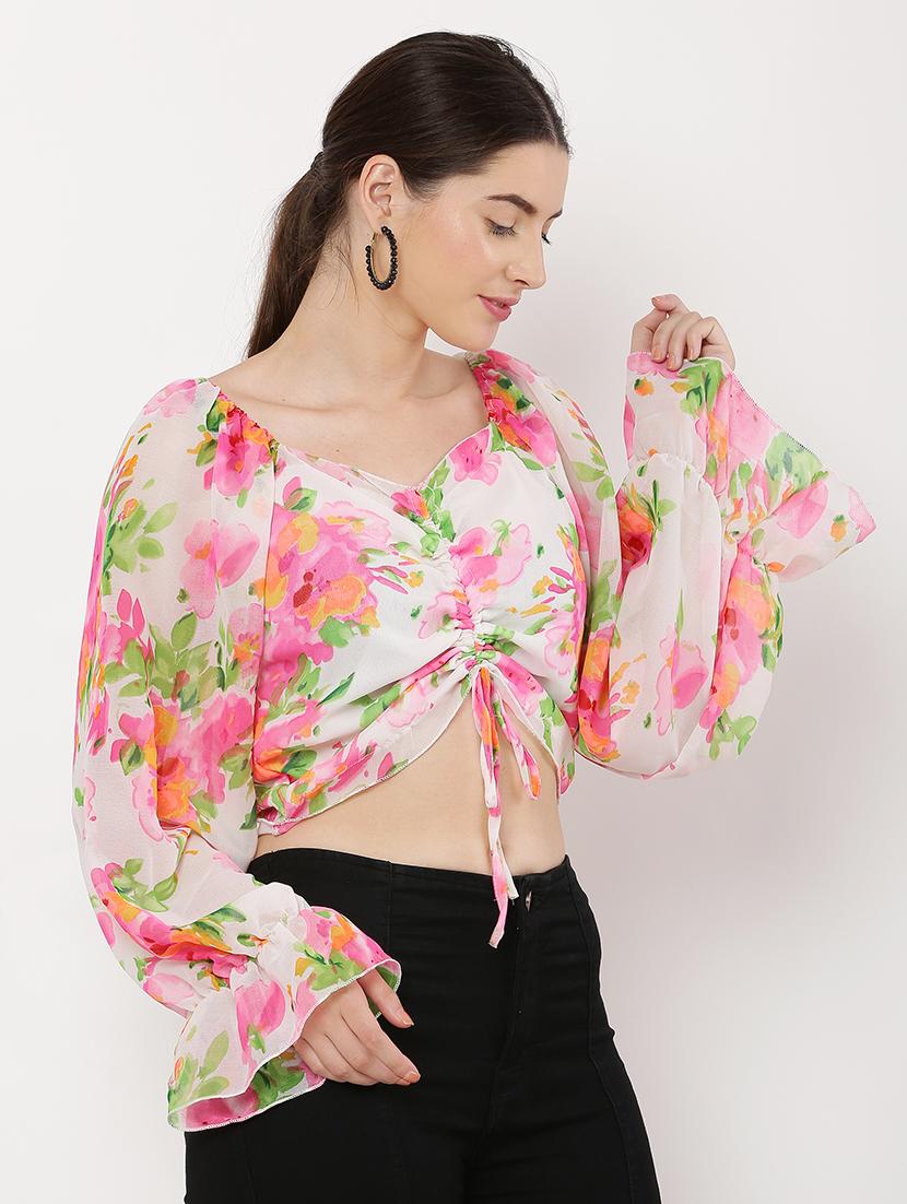 women white floral printed crop top - 21463166 -  Zoom Image - 0