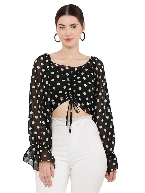 women black georgette crop top - 21463171 -  Standard Image - 0