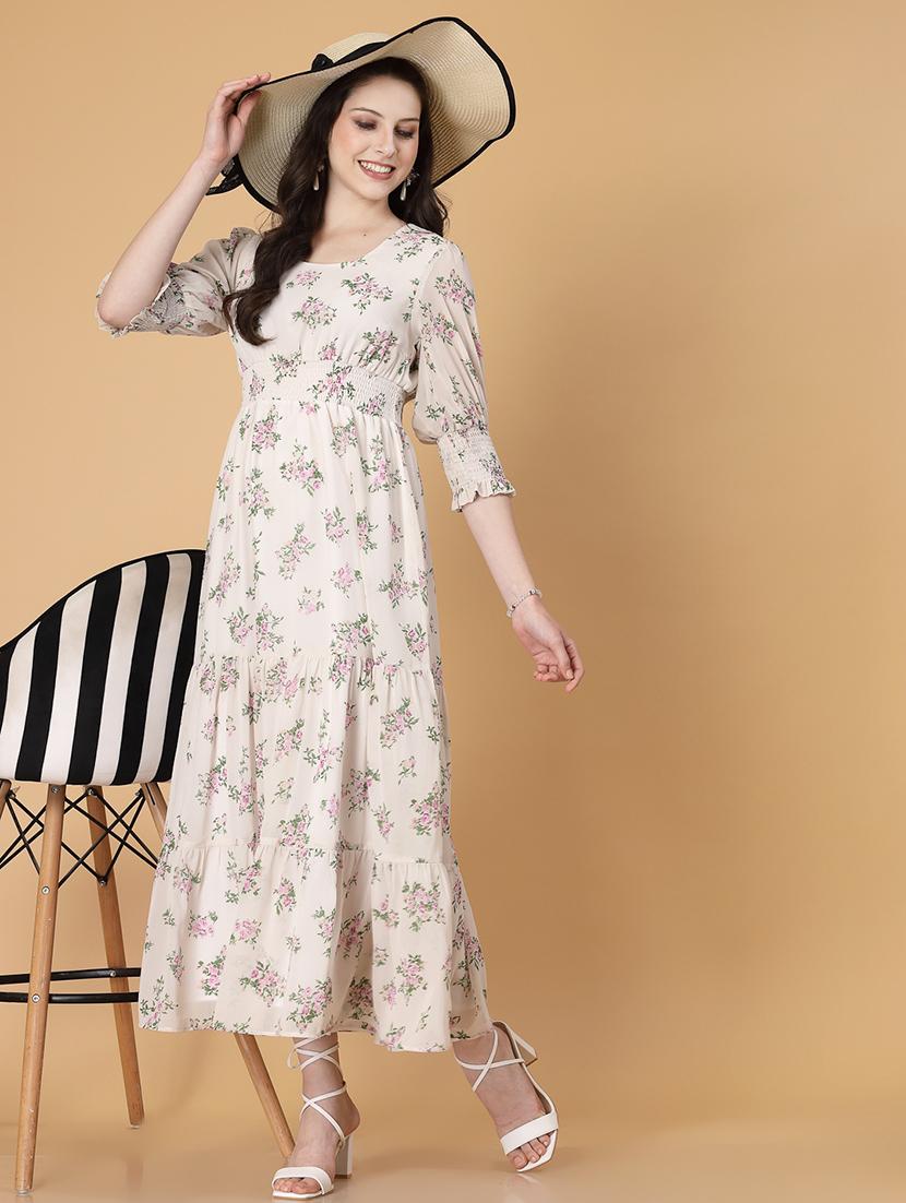 white floral printed tiered dress  - 21463188 -  Zoom Image - 0