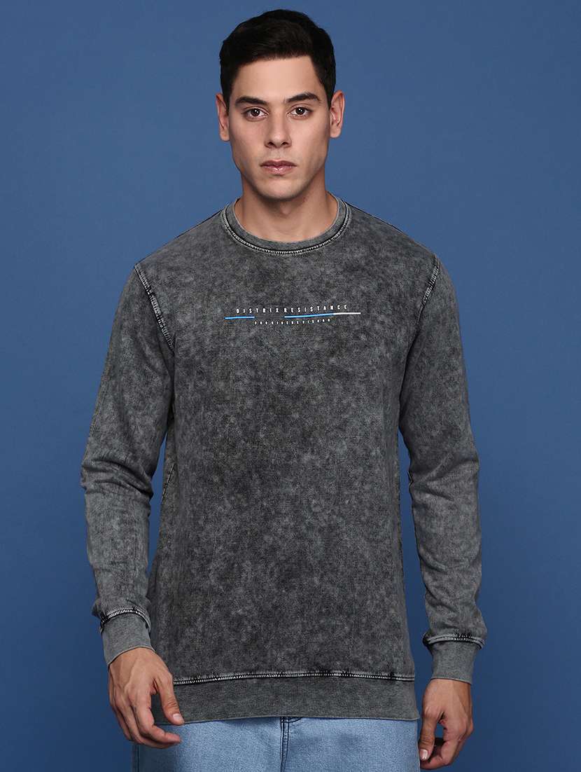 men's round neck printed sweatshirt