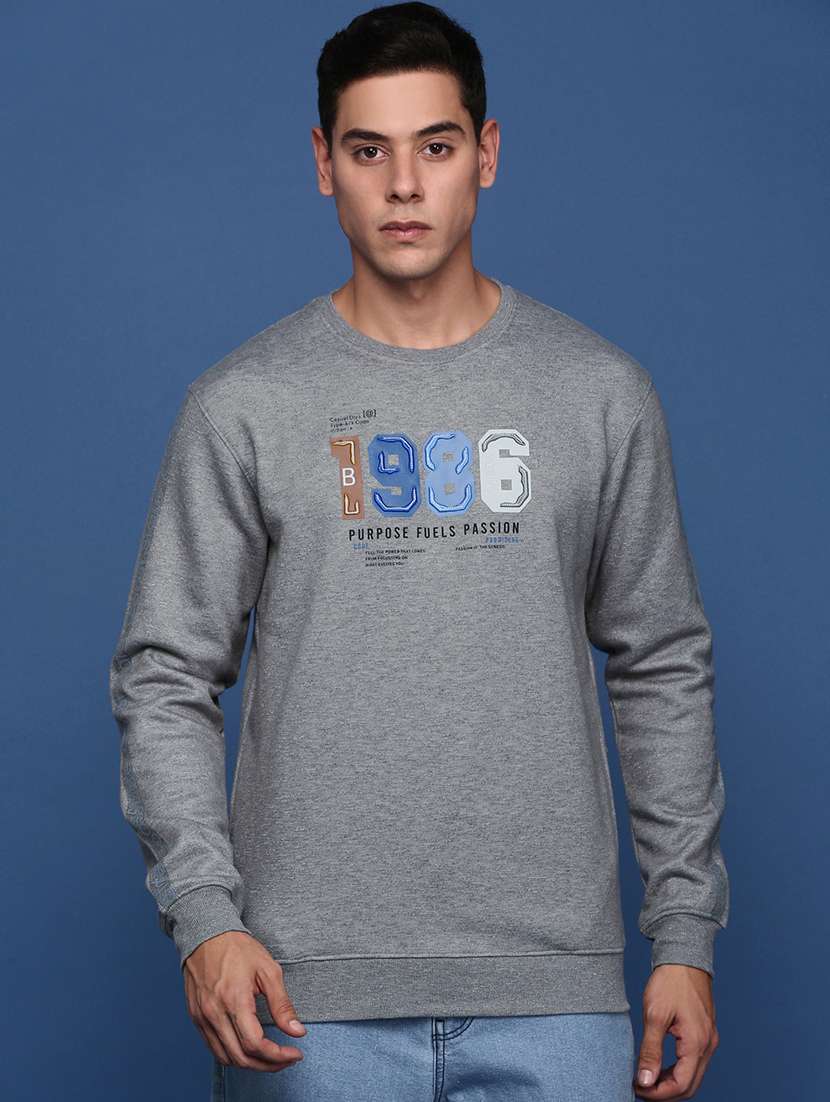 men's round neck printed sweatshirt