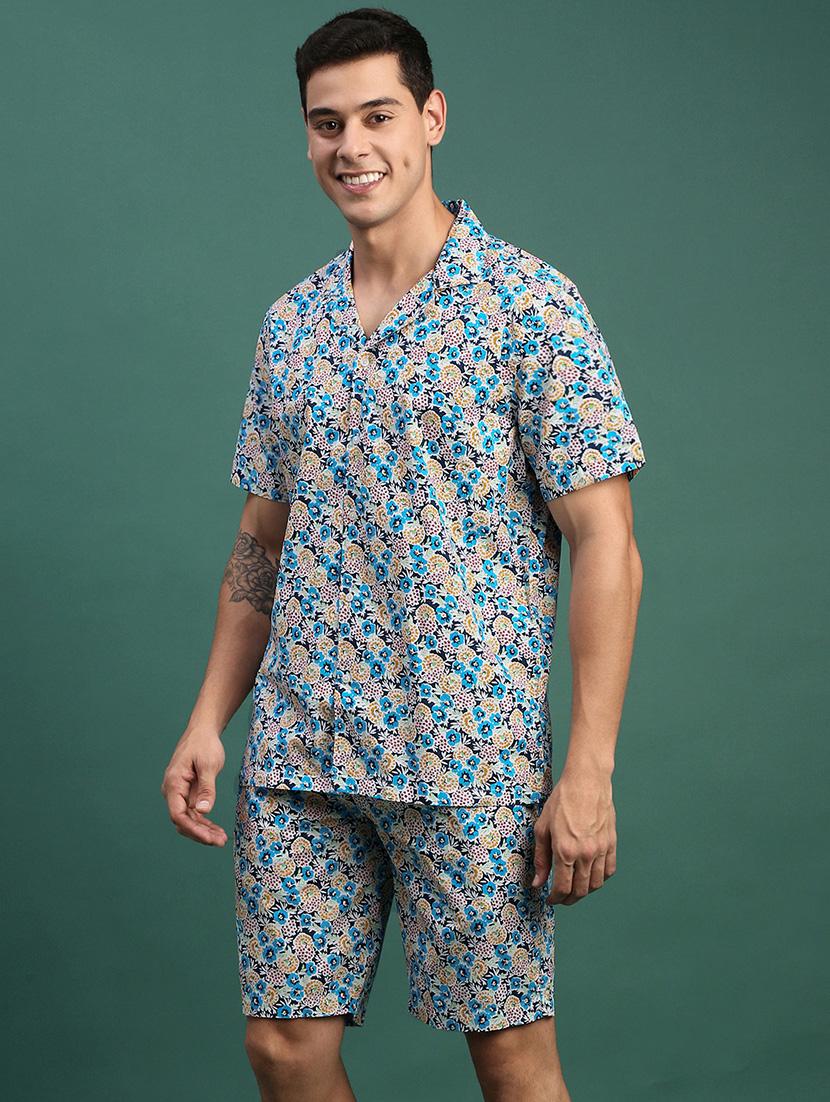 men printed shirt & shorts co-ord set - 21463209 - Standard Image - 1
