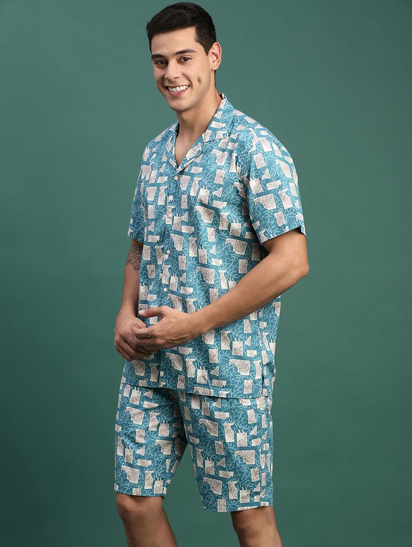 men printed shirt & shorts co-ord set - 21463210 -  Standard Image - 1