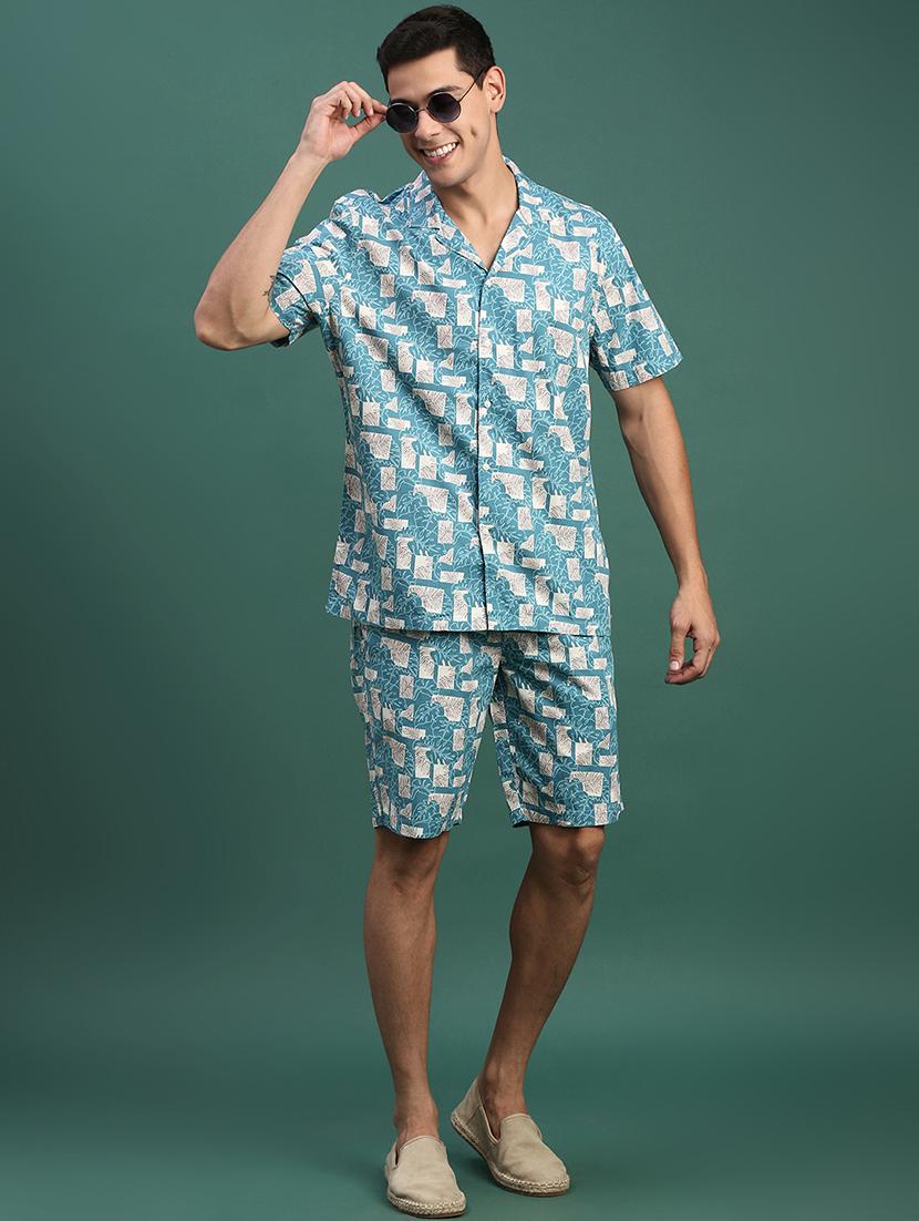 men printed shirt & shorts co-ord set - 21463210 - Standard Image - 4