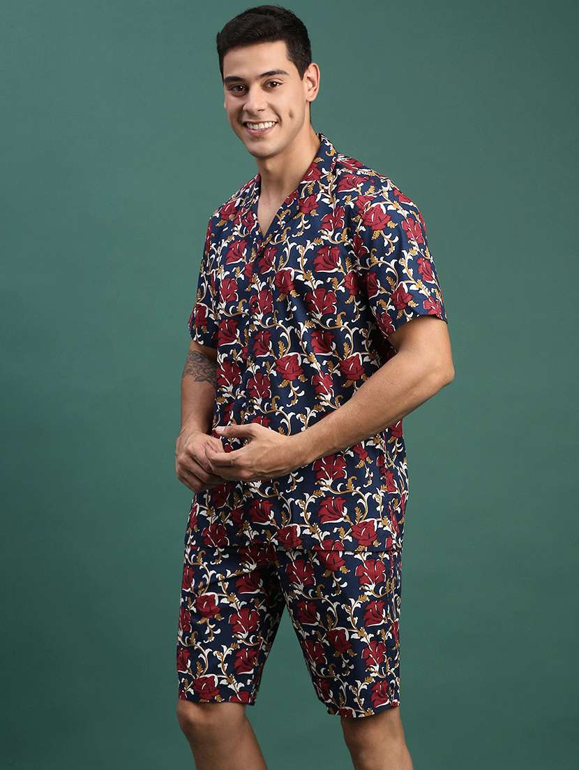 men printed shirt & shorts co-ord set - 21463211 - Standard Image - 1