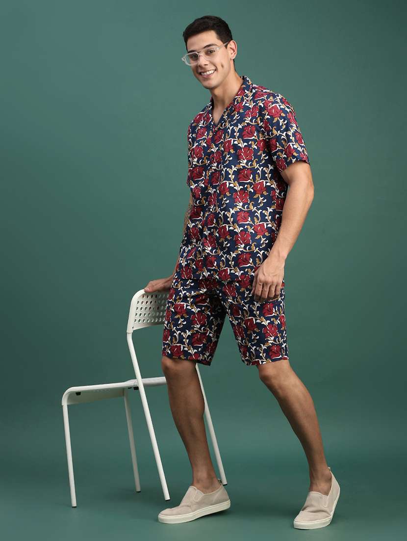 men printed shirt & shorts co-ord set - 21463211 - Standard Image - 4