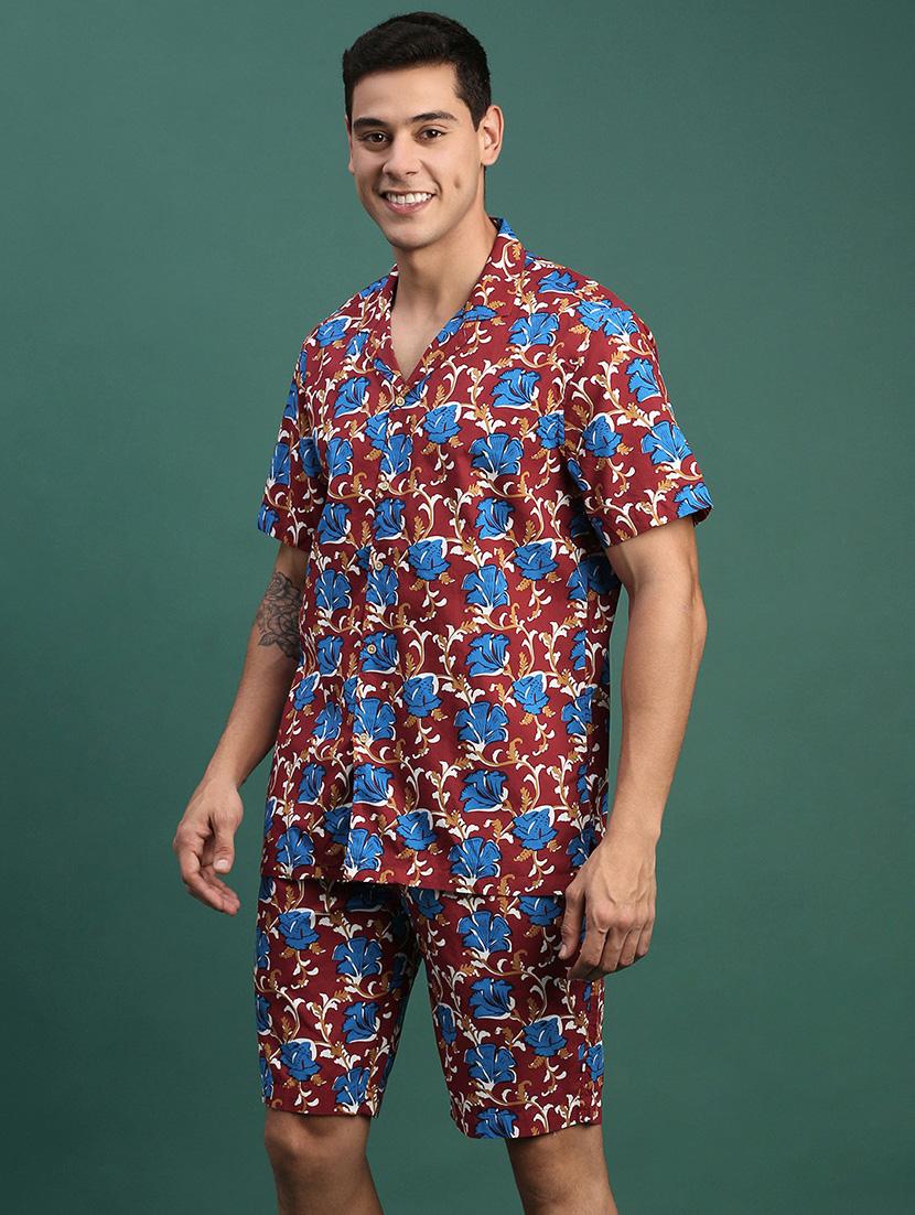 men printed shirt & shorts co-ord set - 21463212 - Standard Image - 1
