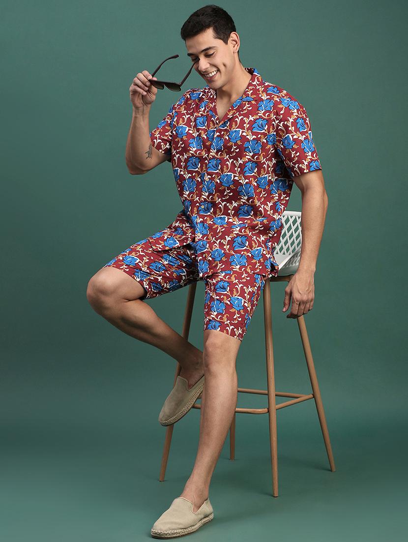 men printed shirt & shorts co-ord set - 21463212 - Standard Image - 4
