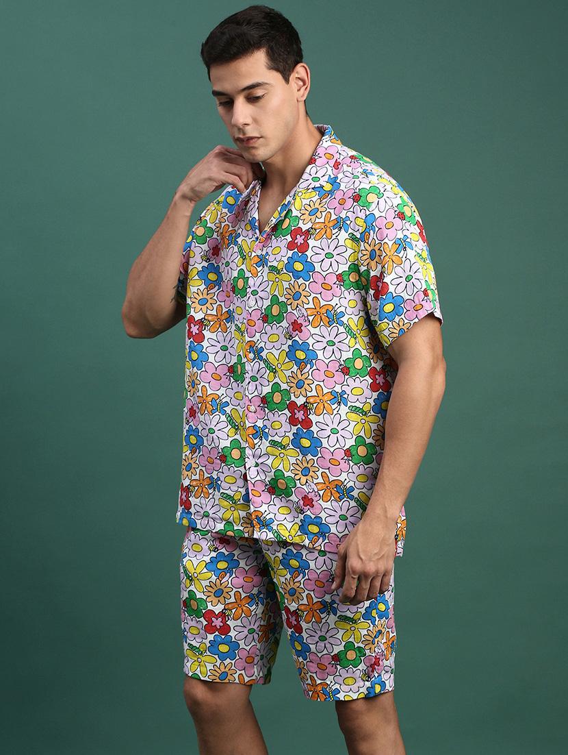 men printed shirt & shorts co-ord set - 21463216 -  Standard Image - 1