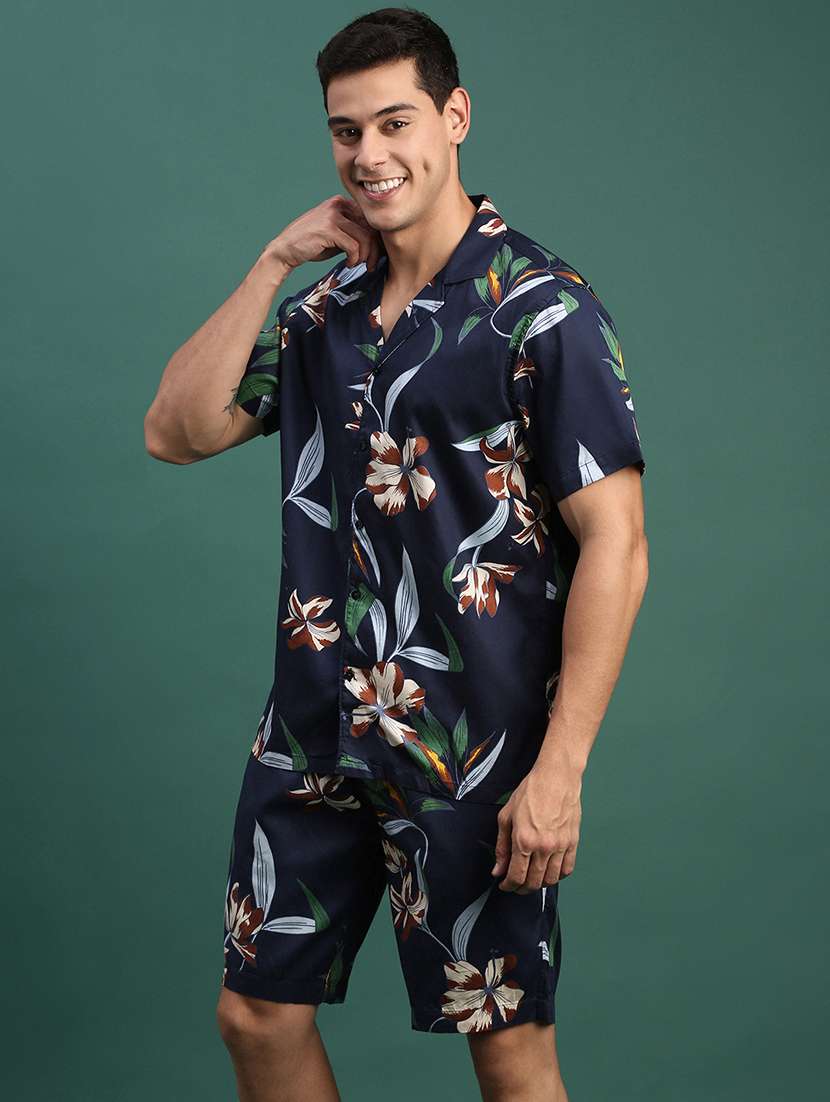 men printed shirt & shorts co-ord set - 21463219 -  Standard Image - 1