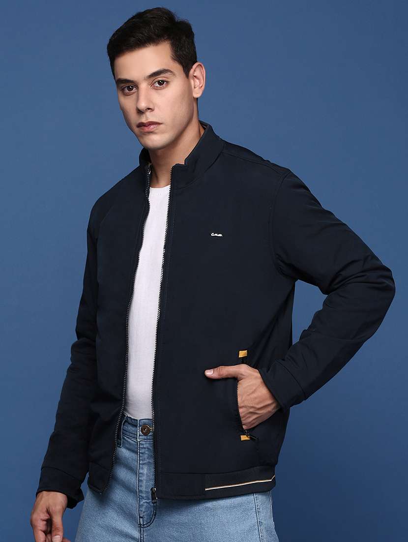 navy blue nylon bomber jacket - 21463258 -  Standard Image - 1