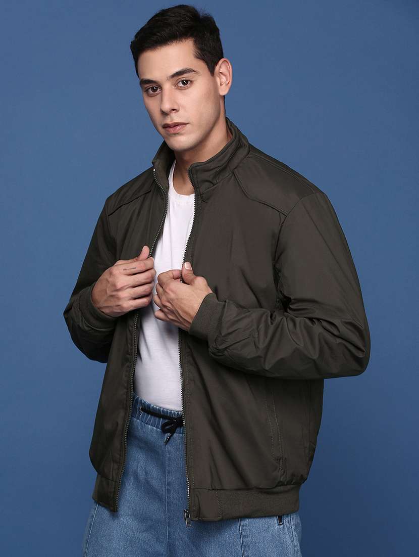 olive nylon bomber jacket - 21463287 -  Standard Image - 1