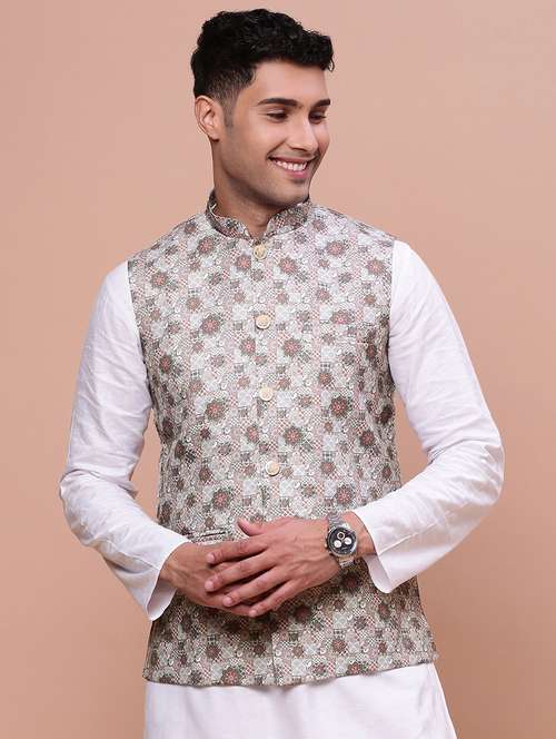 men mandrain neck nehru jacket - 21463298 - Standard Image - 0