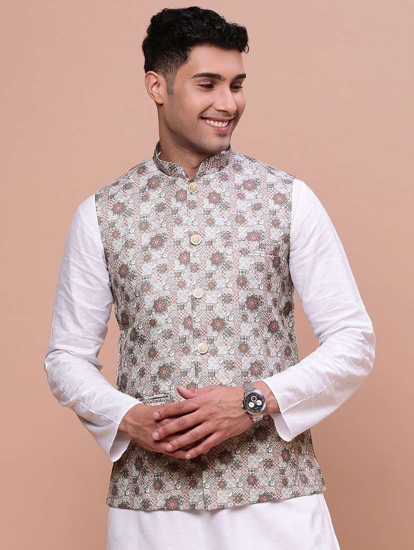 men mandrain neck nehru jacket - 21463298 - Zoom Image - 0