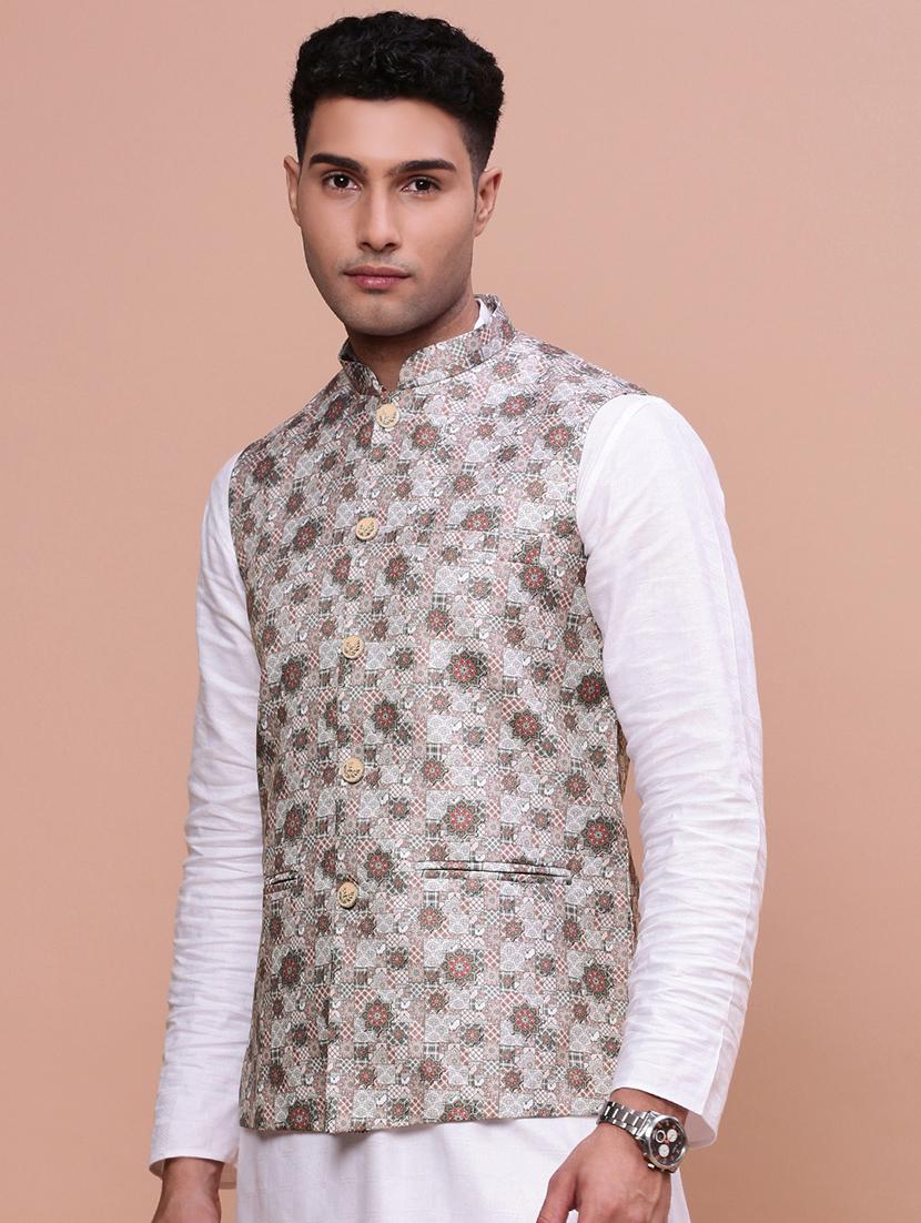 men mandrain neck nehru jacket - 21463298 - Standard Image - 1