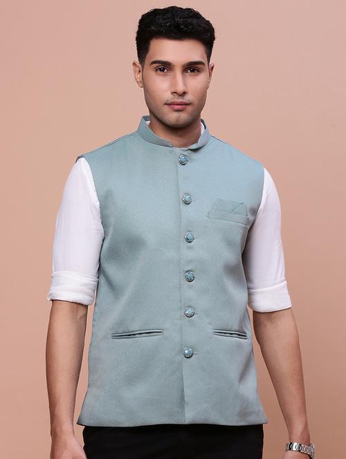 men mandrain neck nehru jacket - 21463299 - Standard Image - 0