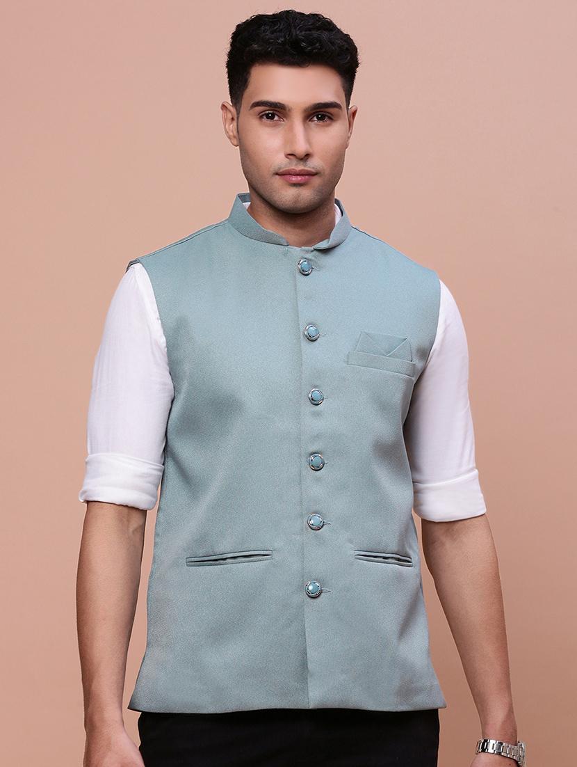 men mandrain neck nehru jacket - 21463299 - Zoom Image - 0