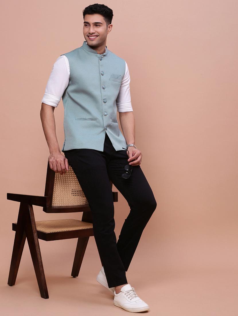 men mandrain neck nehru jacket - 21463299 - Standard Image - 4