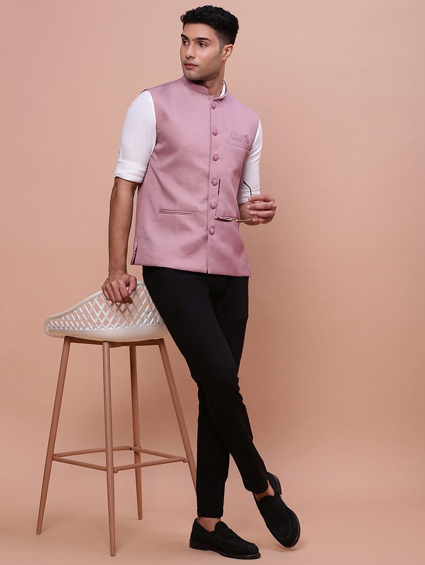 men mandrain neck nehru jacket - 21463301 - Standard Image - 4