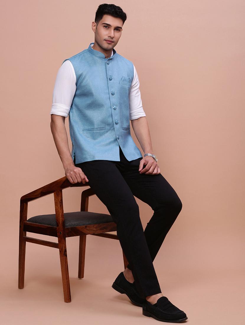 men mandrain neck nehru jacket - 21463302 - Standard Image - 4