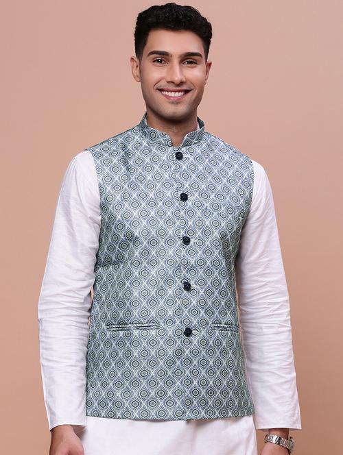 men mandrain neck nehru jacket - 21463337 - Standard Image - 0