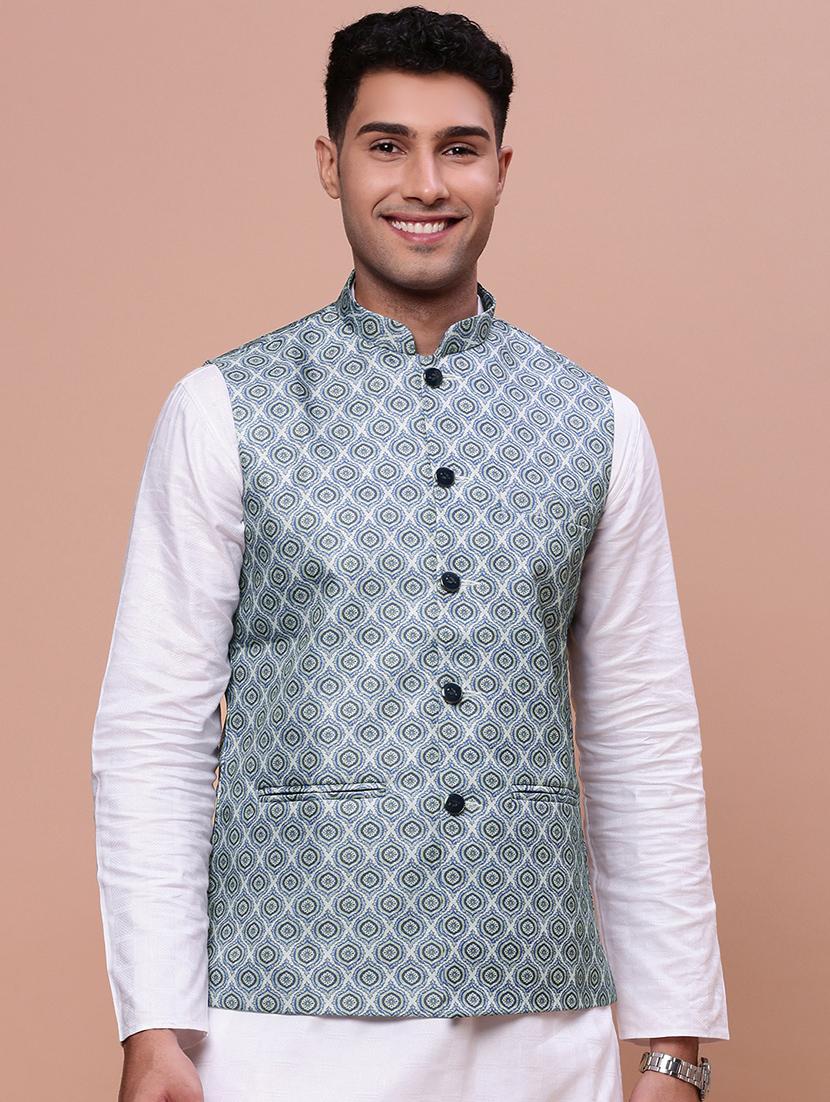 men mandrain neck nehru jacket - 21463337 - Zoom Image - 0