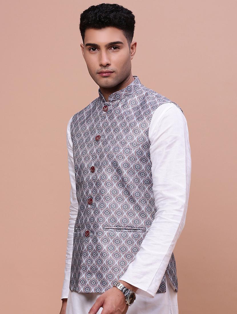 men mandrain neck nehru jacket - 21463338 - Standard Image - 1
