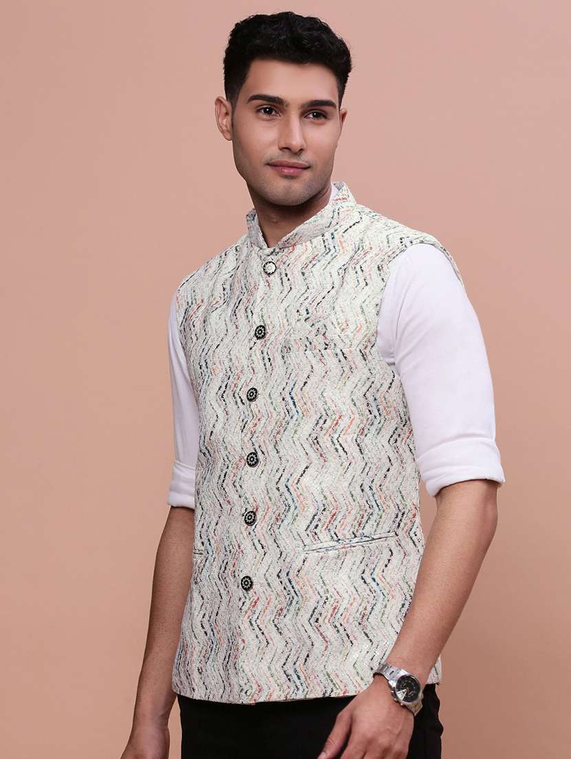men mandrain neck nehru jacket - 21463343 -  Standard Image - 1