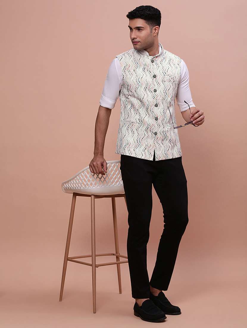 men mandrain neck nehru jacket - 21463343 -  Standard Image - 4