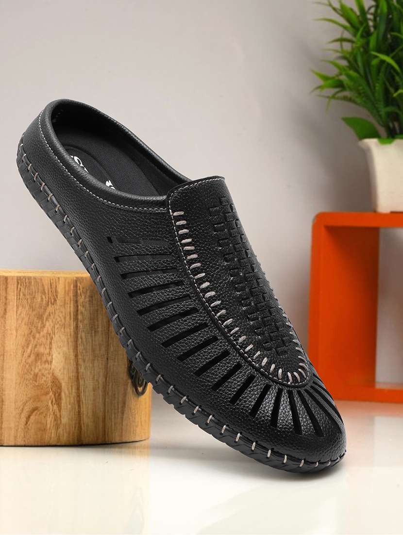 men black slip on mules