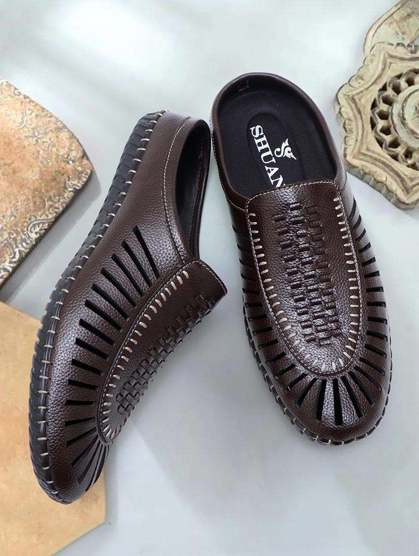 brown slip on sandals