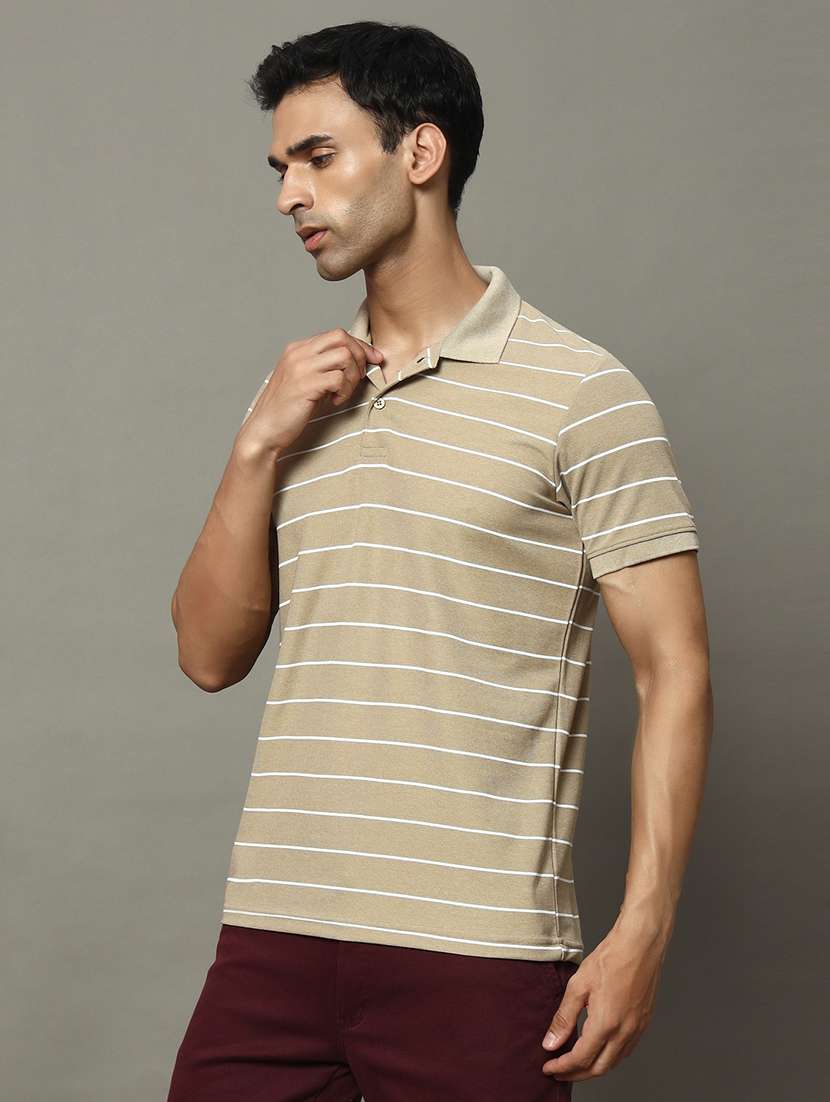 men striped short sleeve regular fit polo t-shirt - 21463414 - Zoom Image - 0