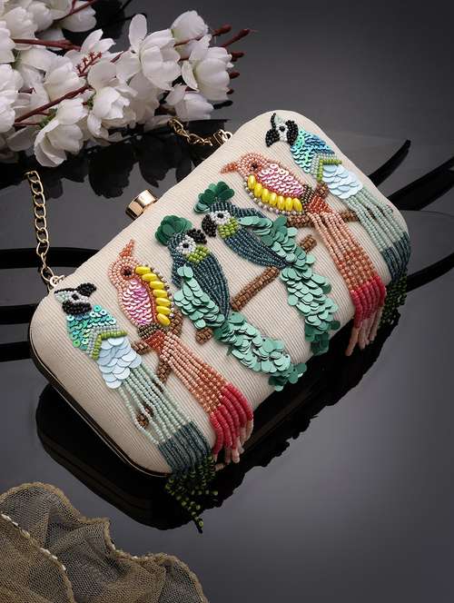 women embellished box clutch
