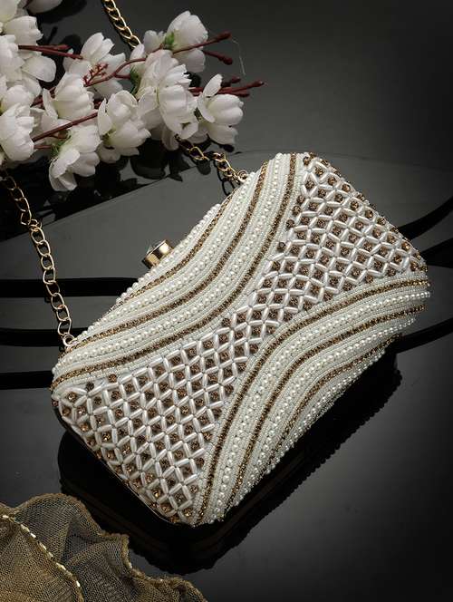 women embellished box clutch