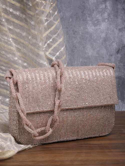pink embellished fold over clutch
